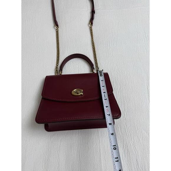 Coach Parker Top Handle Bag, Maroon Red Leather, Crossbody Bag, Satchel - Picture 9 of 11